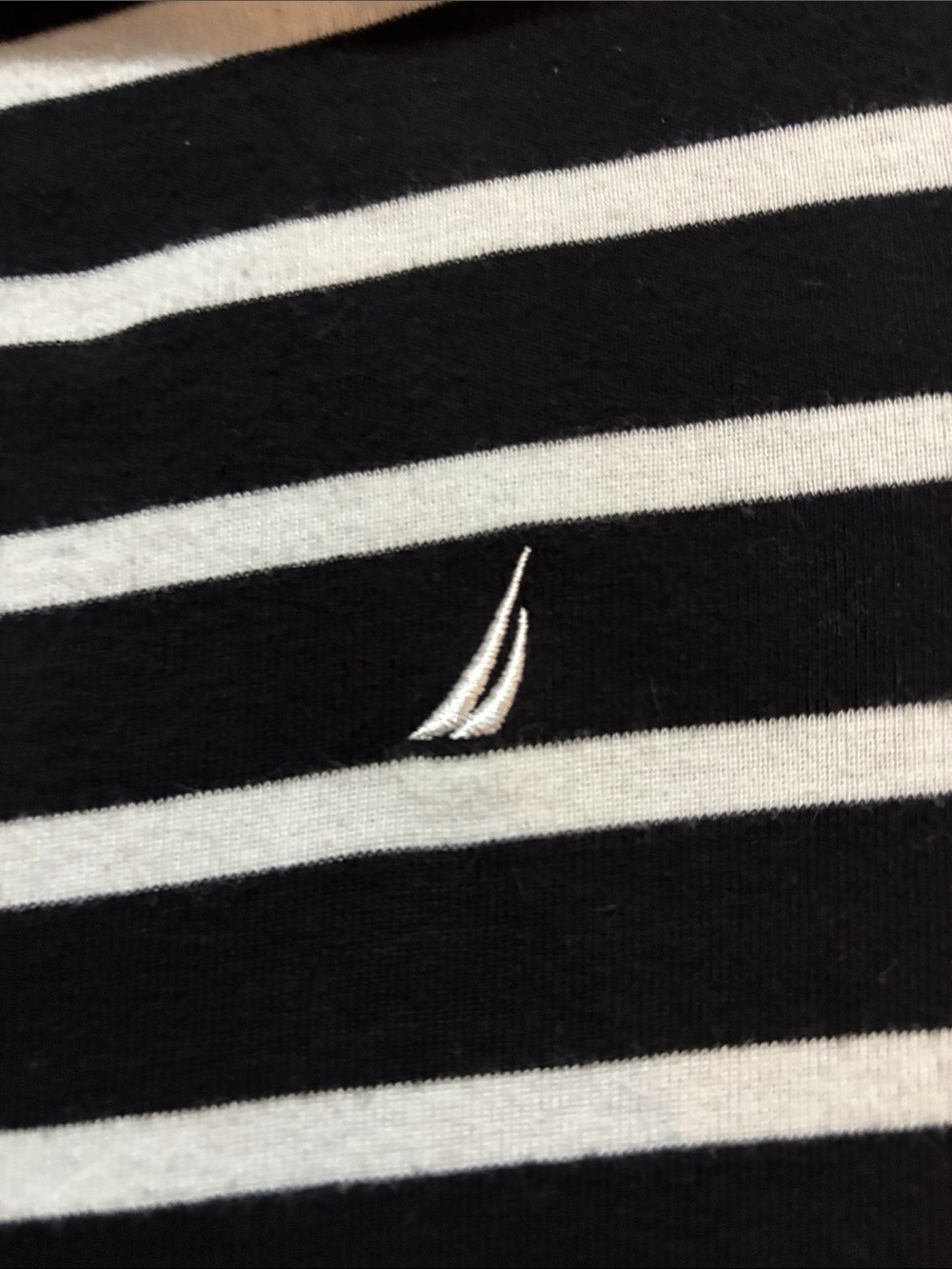 Nautica Black and White Striped Short Sleeve Tee 100% Cotton - Picture 5 of 6